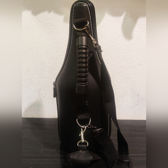 Caddy-O Wine Bottle Carrier Leather Cooler Black Insulated Hand Strap Wine Stop